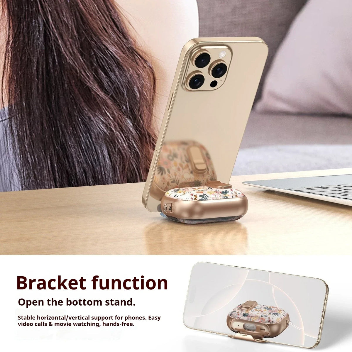 Earphone Case Latch Painted All-inclusive for AirPods Pro 3 & AirPods 4 Pro2 with Switch Safety Lock+Bottom Stand Bracket Cover