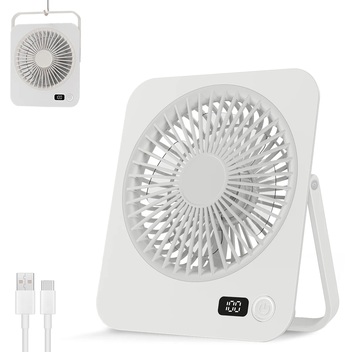 Portable Fan USB Desk Fan Fast Cooling Strong Airflow Quiet Operation Adjustable 4 Speed Wind Standing Ultra-thin Fans