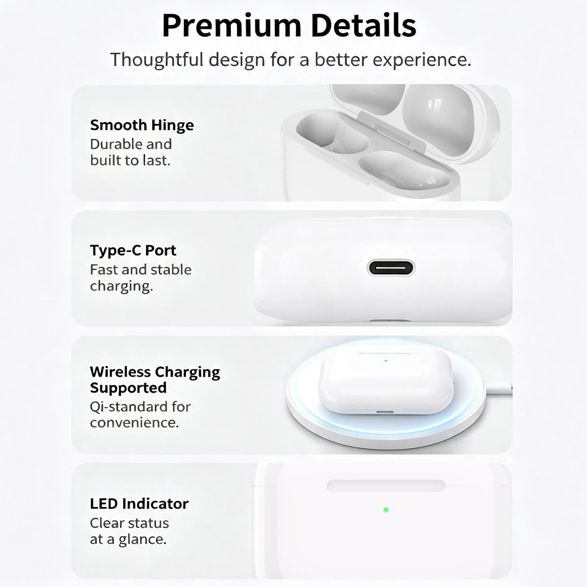 Compatible Charging Case For Airpods Pro 3,450mAh Wireless/Wired Case Type-C/Lightning, Pairing Button,Replacement Case Only