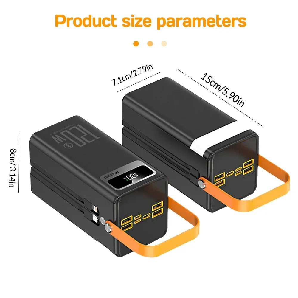 Portable PowerBank 120W160000mAH Super Fast Charger Large Capacity External Battery Supports Simultaneous Charging of 7 Devices