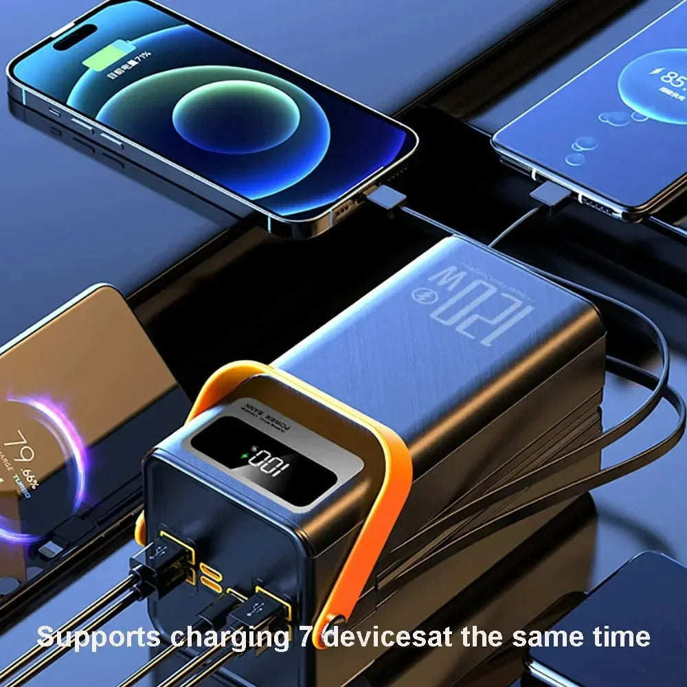 High Capacity 30000mAh / 60000mAh Power Bank, 120W Quick Charge External Battery Pack with LED Light for Phone Laptop