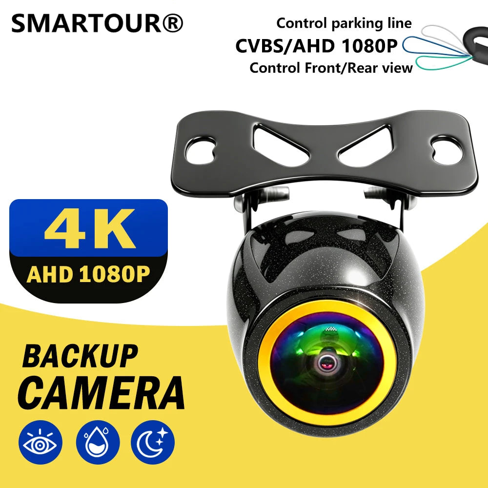 SMARTOUR 4K AHD CVBS CCD Fisheye Car Rear View Camera 180° Wide Angle HD Night Vision IP68 Waterproof Reversing Backup Parking A