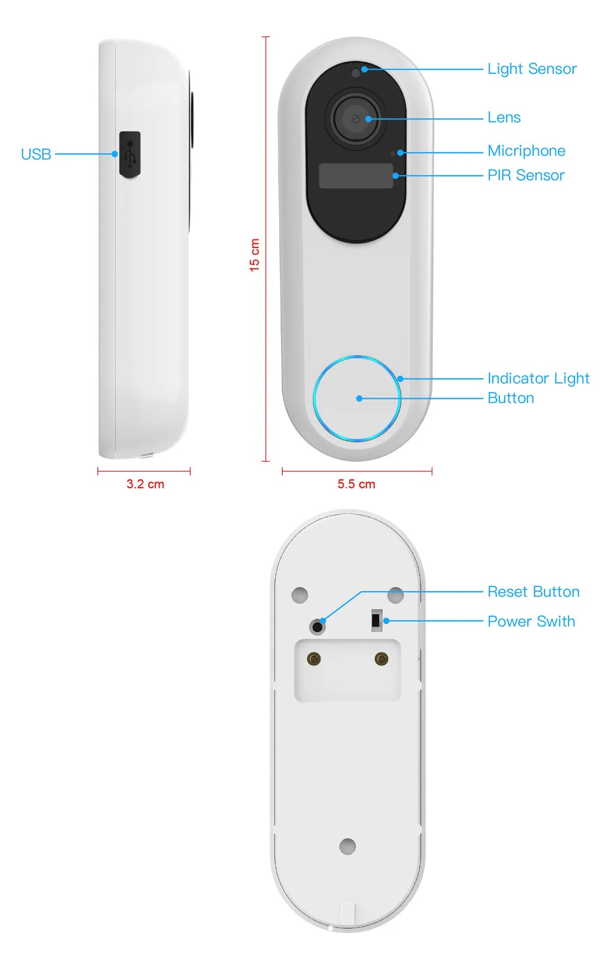Smart 2.4G/5G 1080P Video Doorbell Camera System Effective Wireless Video Intercom for Home Security Smart Door Bell
