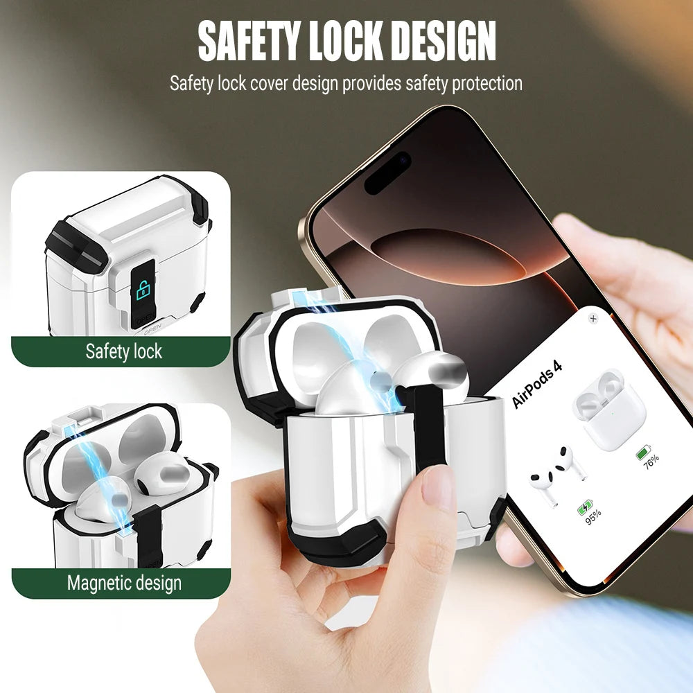 Earphone Cases For Airpods Pro 3 2 Case Airpods 4 3 2 1 Secure Lock Fundas TPU Full Protection Shell Covers With Phone Stand