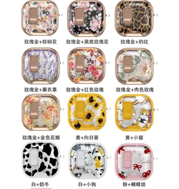 Earphone Case Latch Painted All-inclusive for AirPods Pro 3 & AirPods 4 Pro2 with Switch Safety Lock+Bottom Stand Bracket Cover