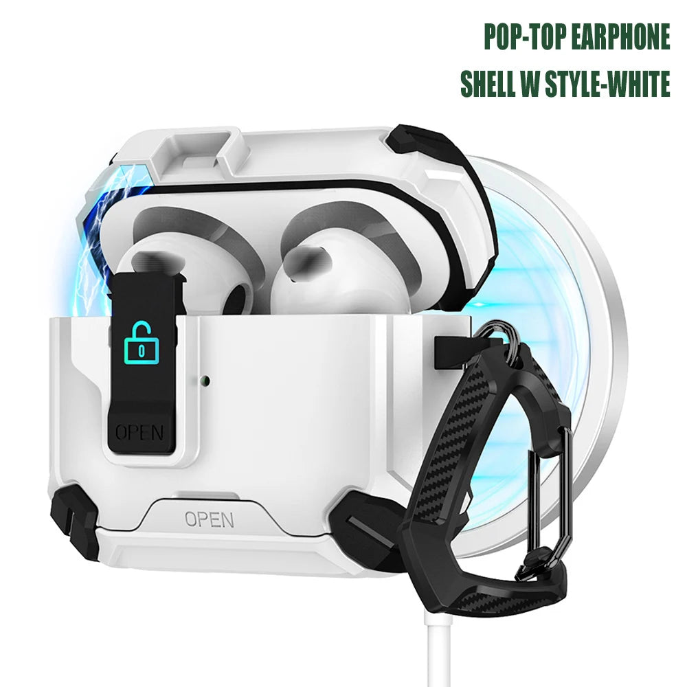 Earphone Cases For Airpods Pro 3 2 Case Airpods 4 3 2 1 Secure Lock Fundas TPU Full Protection Shell Covers With Phone Stand