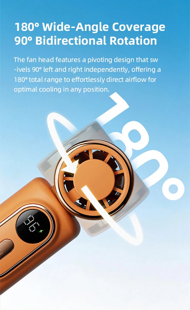 Portable Mini Fan Handheld Cooling Turbo Small Fan 5 Speed 3000mAh LED Display 180° Adjustable Clip USB Rechargeable Fans New