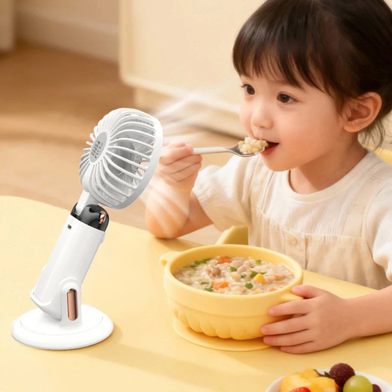 Portable Handheld Fan For Student Adjustable Desk Fan with Base Multifunction Foldable Travel Mini Fans Outdoor Stroller Fans