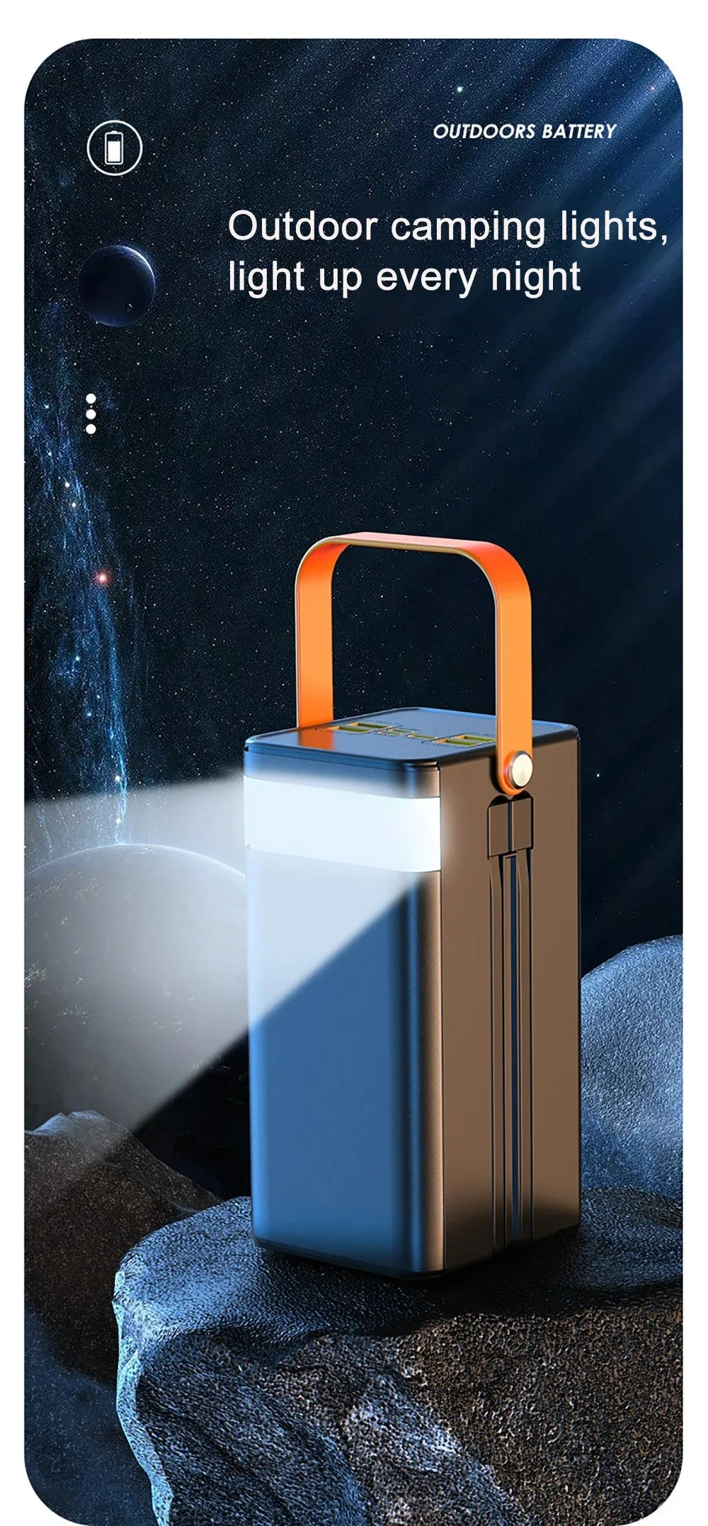 High Capacity 30000mAh / 60000mAh Power Bank, 120W Quick Charge External Battery Pack with LED Light for Phone Laptop