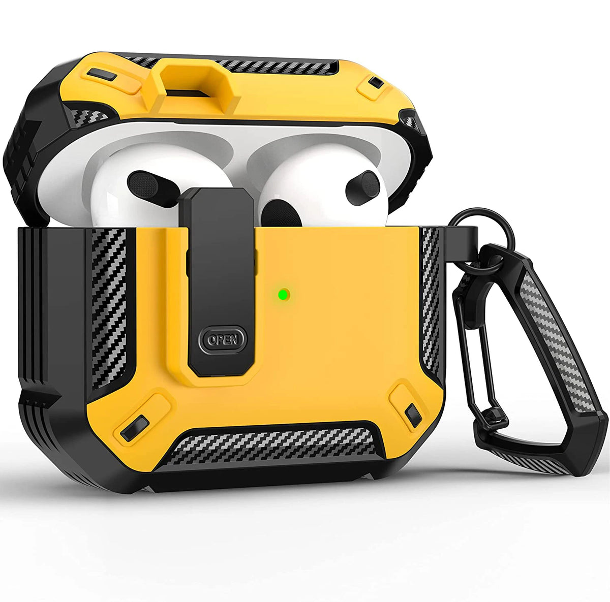 Airpods Pro Protective Case with Lock Gen 3 Military Hard Shell Rugged Shockproof Cover with Keychain For Airpods 4 Pro 3 Case