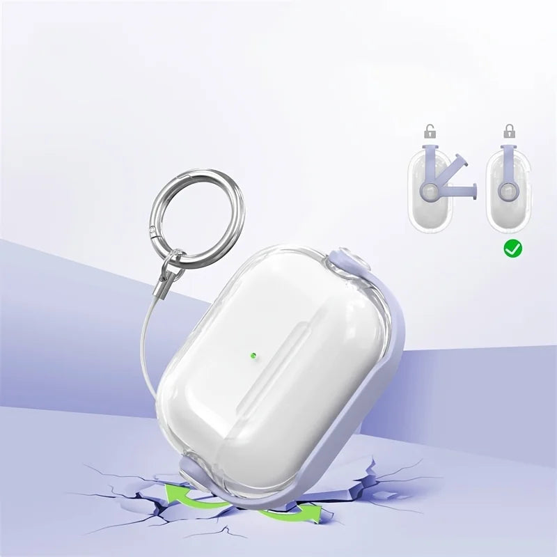 The Protective Case for AirPods Pro 3 (2025) and AirPods 4 Is Made of Soft, Transparent TPU Material and Comes with a Key Ring.