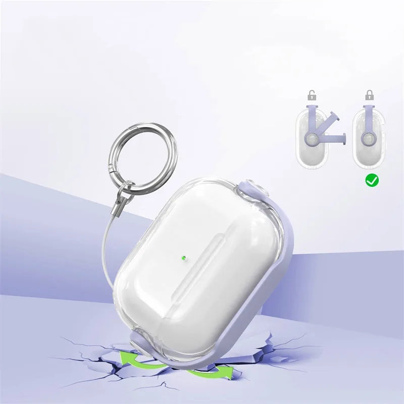The Protective Case for AirPods Pro 3 (2025) and AirPods 4 Is Made of Soft, Transparent TPU Material and Comes with a Key Ring.