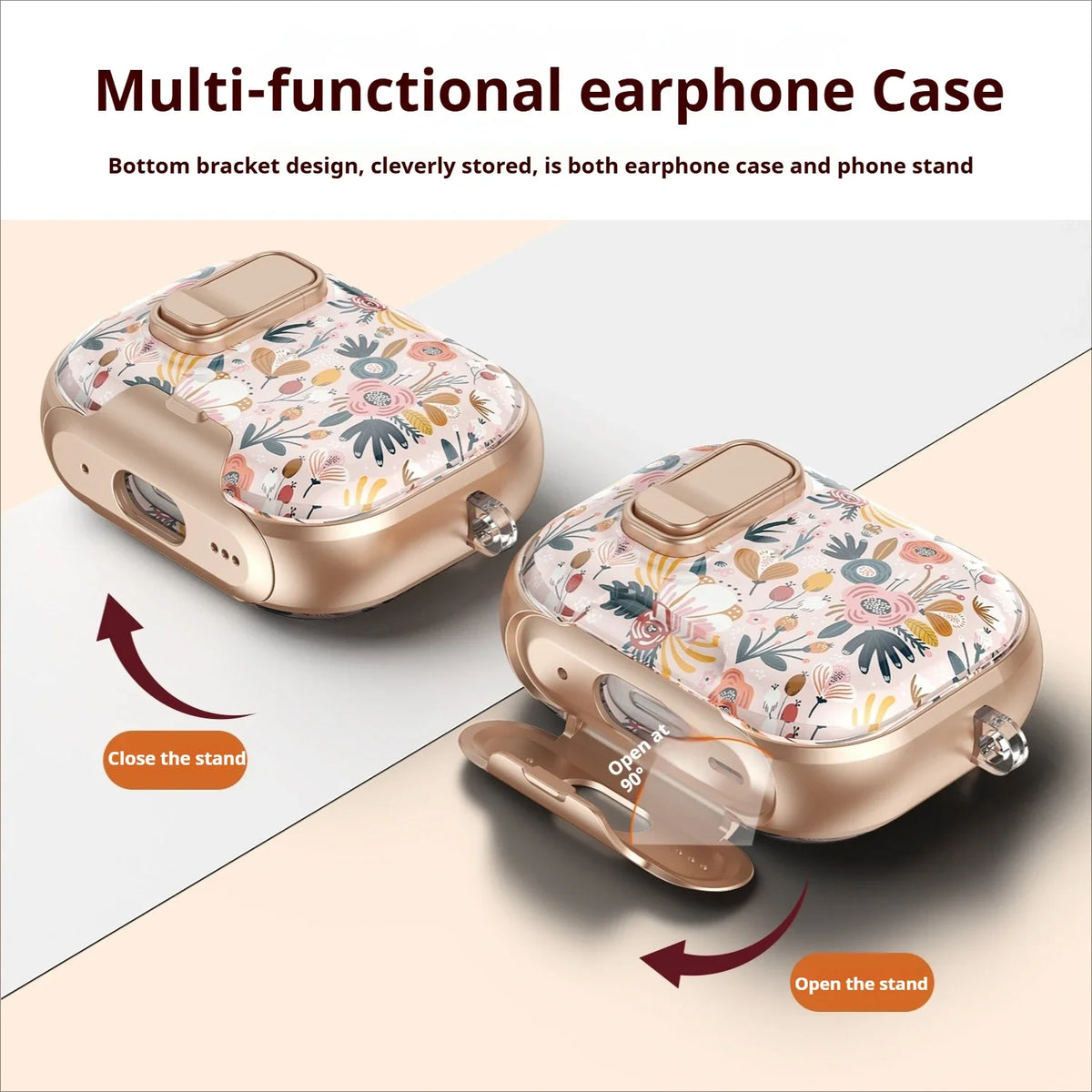 Earphone Case Latch Painted All-inclusive for AirPods Pro 3 & AirPods 4 Pro2 with Switch Safety Lock+Bottom Stand Bracket Cover