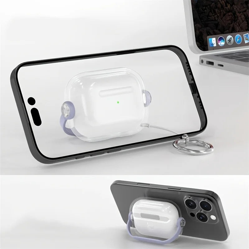 The Protective Case for AirPods Pro 3 (2025) and AirPods 4 Is Made of Soft, Transparent TPU Material and Comes with a Key Ring.