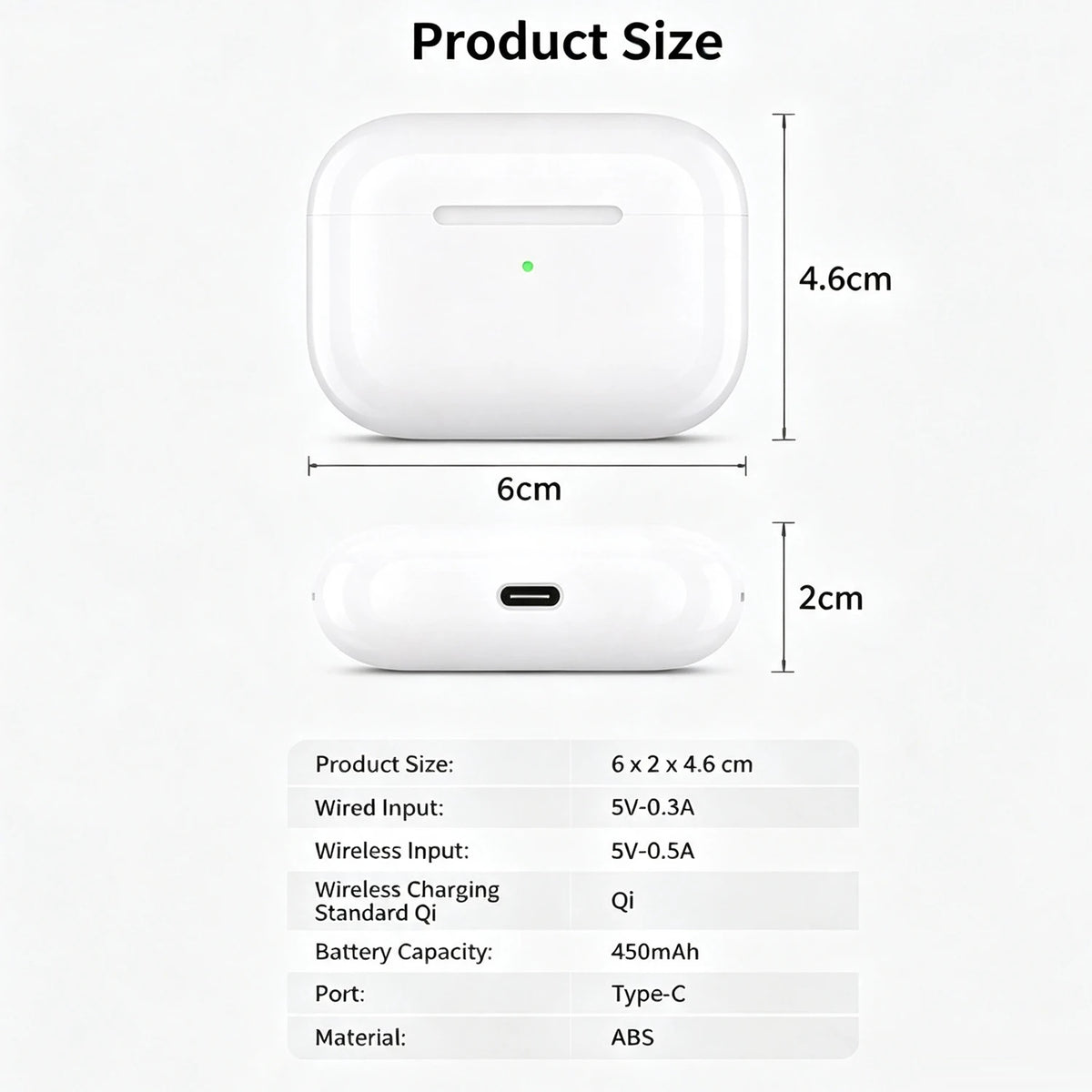 Compatible Charging Case For Airpods Pro 3,450mAh Wireless/Wired Case Type-C/Lightning, Pairing Button,Replacement Case Only