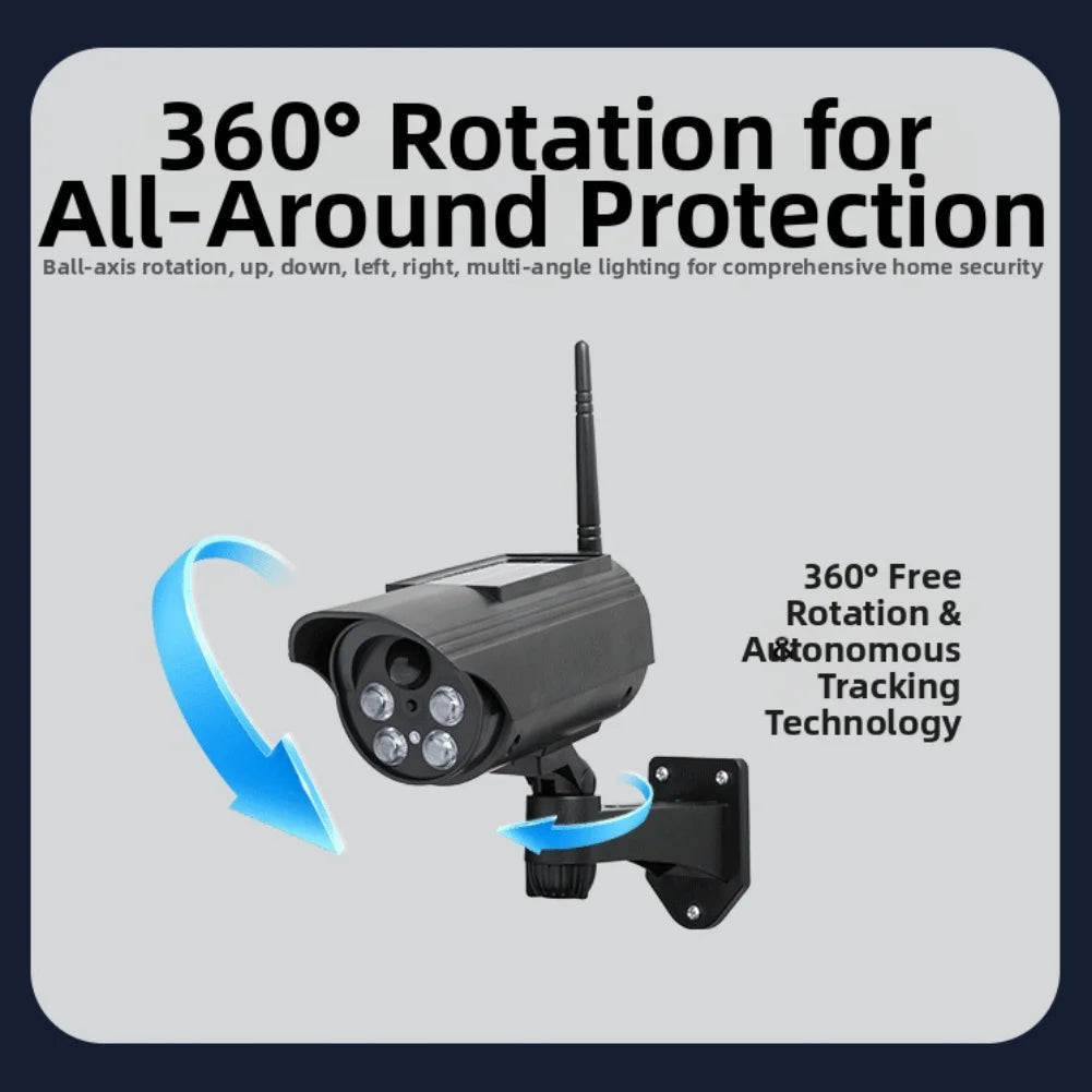 Realistic Solar Powered Dummy Security Camera with Flashing LED and Induction Rotation for Front Door Protection