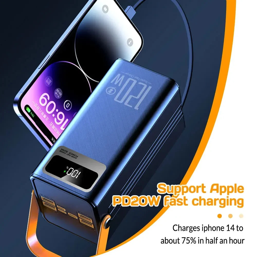 Portable PowerBank 120W160000mAH Super Fast Charger Large Capacity External Battery Supports Simultaneous Charging of 7 Devices