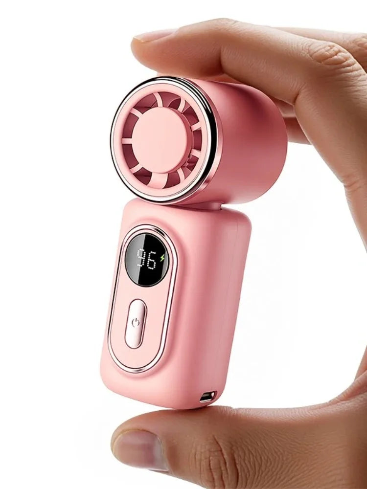 Portable Mini Fan Handheld Cooling Turbo Small Fan 5 Speed 3000mAh LED Display 180° Adjustable Clip USB Rechargeable Fans New