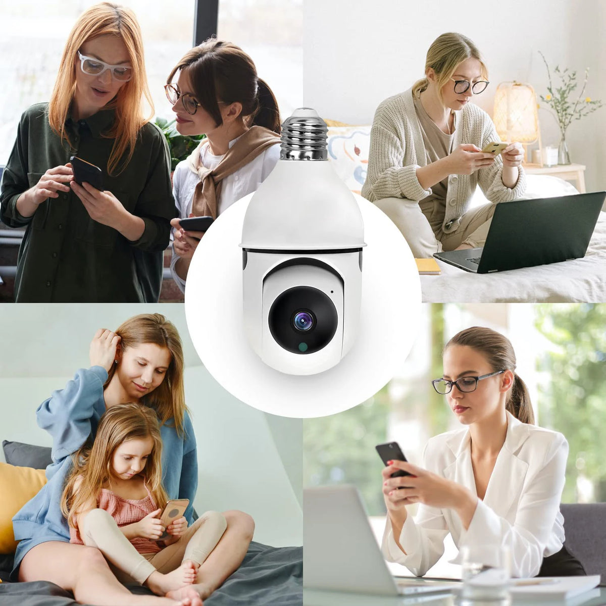 Smart E27 Bulb Camera Wifi Wireless Security Camera IR Night Vision 3MP Home Surveillance Protection Two Way Audio Motion Track