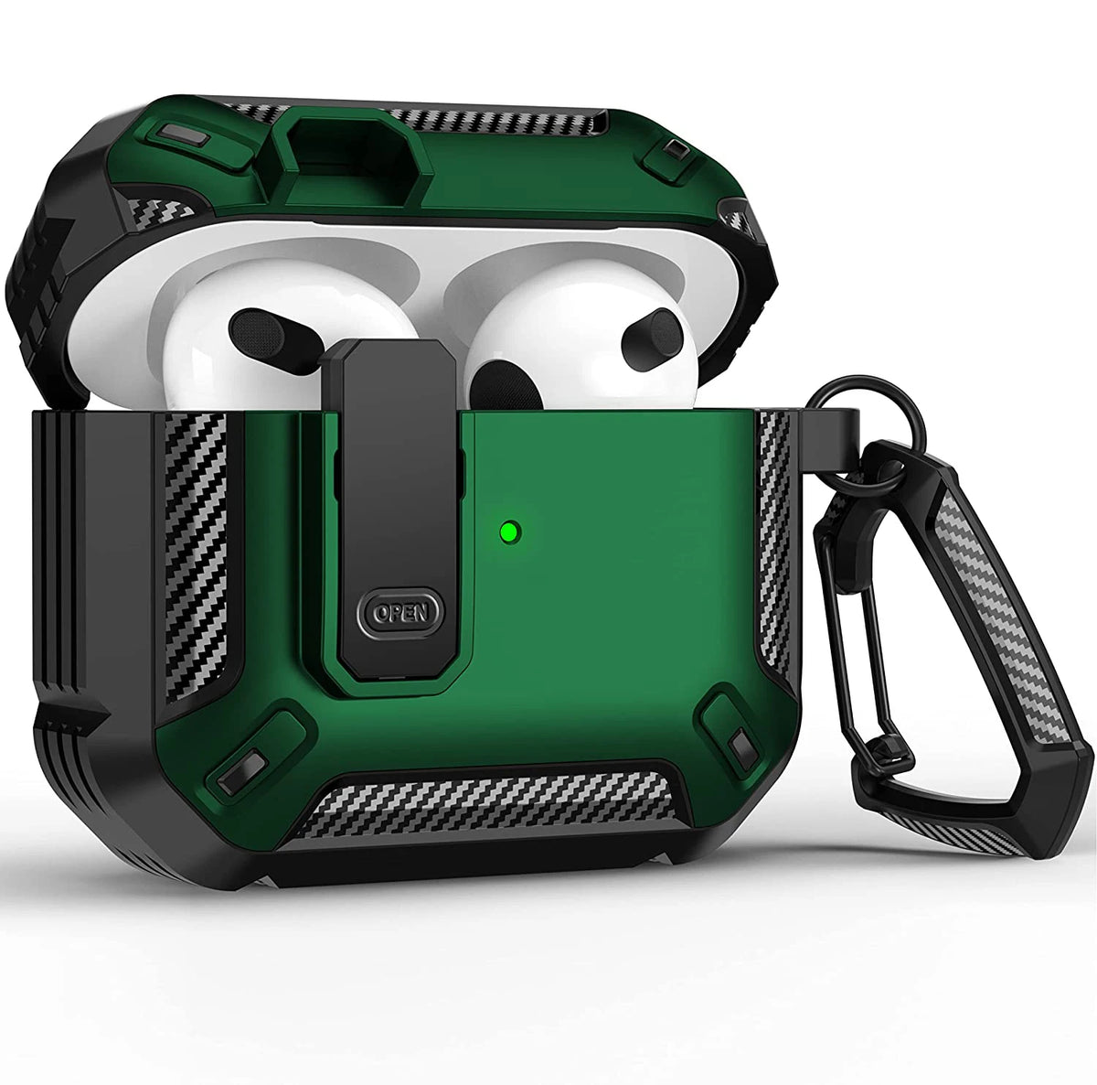 Airpods Pro Protective Case with Lock Gen 3 Military Hard Shell Rugged Shockproof Cover with Keychain For Airpods 4 Pro 3 Case