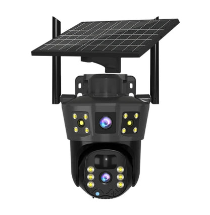 Solar Security Camera with Solar Panel Outdoor Two-lensLens Security Camera WiFi Wireless for Homeowners, Yard, Home Entrance