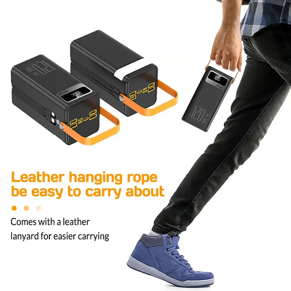 Portable PowerBank 120W160000mAH Super Fast Charger Large Capacity External Battery Supports Simultaneous Charging of 7 Devices