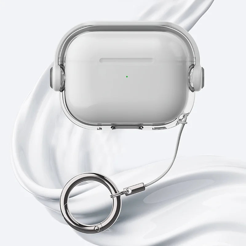 The Protective Case for AirPods Pro 3 (2025) and AirPods 4 Is Made of Soft, Transparent TPU Material and Comes with a Key Ring.