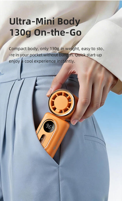 Portable Mini Fan Handheld Small Fan 5 Speed 3000mAh USB Rechargeable LED Display 180° Rotatable Clip Cooling Turbo Fans