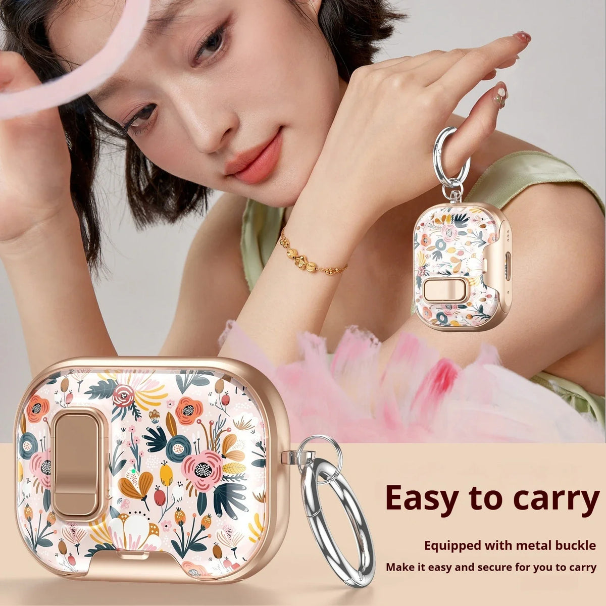 Earphone Case Latch Painted All-inclusive for AirPods Pro 3 &amp; AirPods 4 Pro2 with Switch Safety Lock+Bottom Stand Bracket Cover