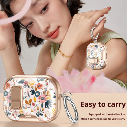 Earphone Case Latch Painted All-inclusive for AirPods Pro 3 &amp; AirPods 4 Pro2 with Switch Safety Lock+Bottom Stand Bracket Cover