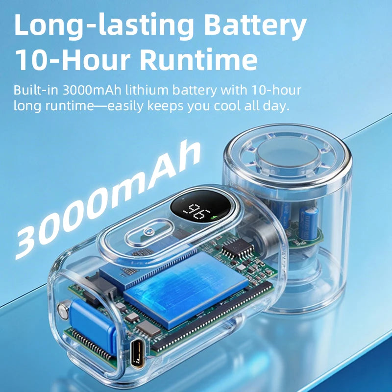 Portable Mini Fan Handheld Cooling Turbo Small Fan 5 Speed 3000mAh LED Display 180° Adjustable Clip USB Rechargeable Fans New
