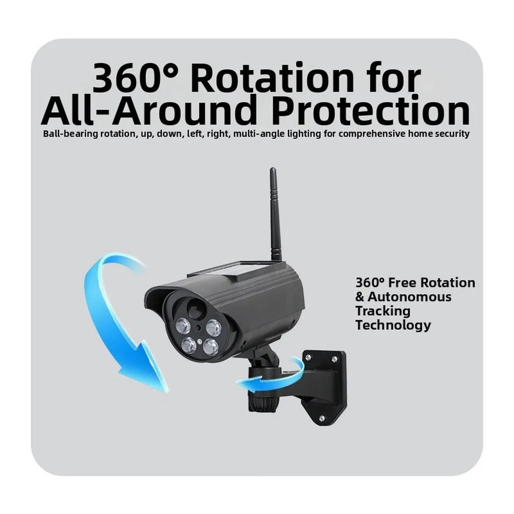 Realistic Solar Powered Dummy Security Camera with Flashing LED and Induction Rotation for Front Door Protection
