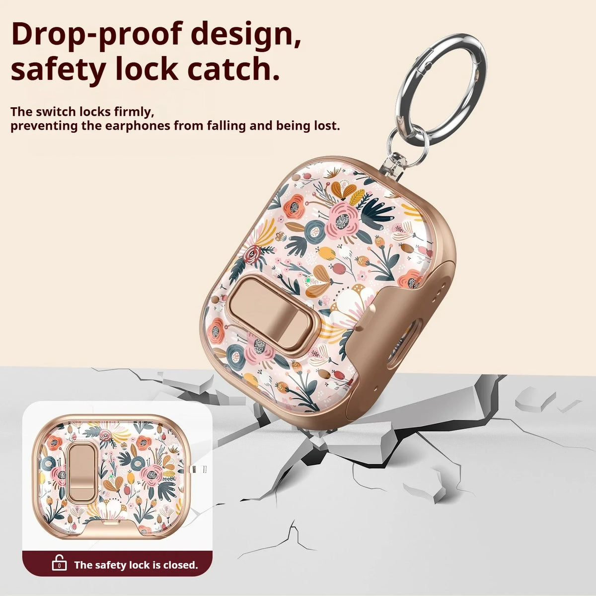 Earphone Case Latch Painted All-inclusive for AirPods Pro 3 &amp; AirPods 4 Pro2 with Switch Safety Lock+Bottom Stand Bracket Cover