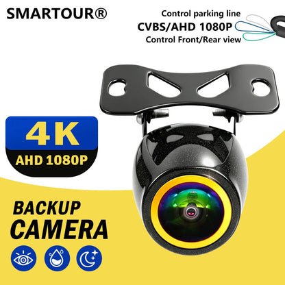 SMARTOUR 4K AHD CVBS CCD Fisheye Car Rear View Camera 180° Wide Angle HD Night Vision IP68 Waterproof Reversing Backup Parking A