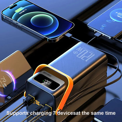 High Capacity 30000mAh / 60000mAh Power Bank, 120W Quick Charge External Battery Pack with LED Light for Phone Laptop