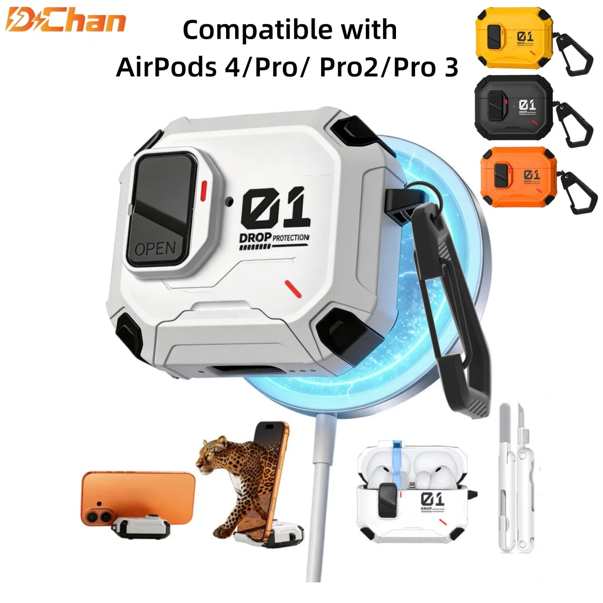 2026 New for AirPod 3 Pro 3 Headphone Case with Magsafe Magnetic Automatic Lock Cover Shockproof Cases for AirPods 4 Pro 2 Pro 3