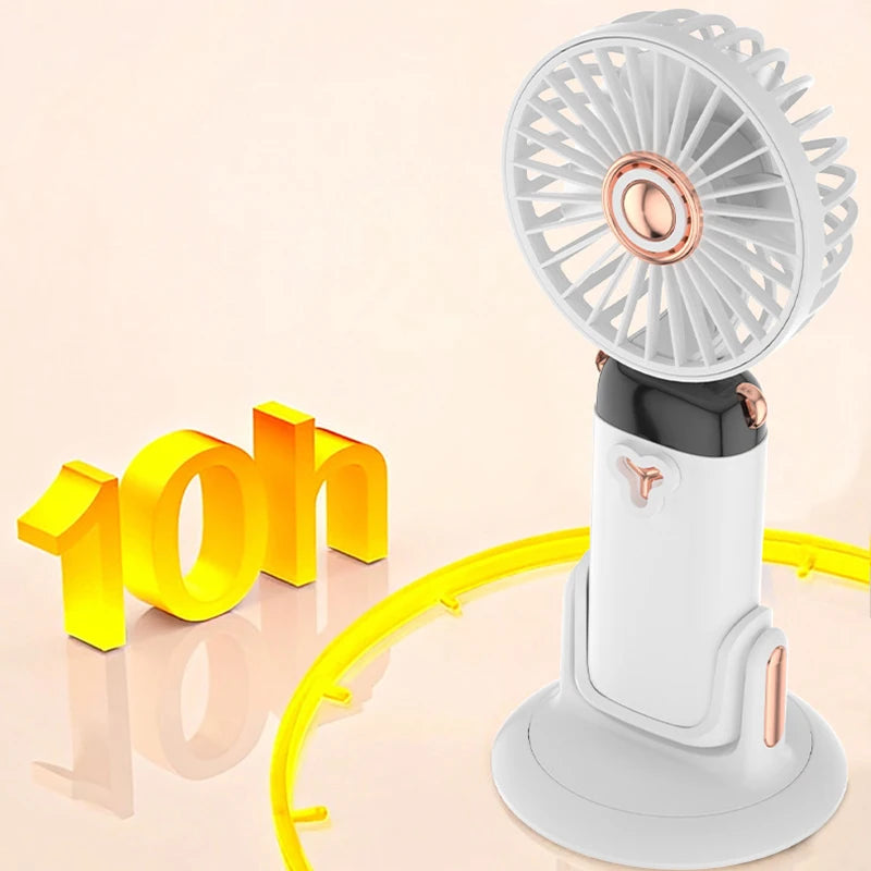 Portable Handheld Fan For Student Adjustable Desk Fan with Base Multifunction Foldable Travel Mini Fans Outdoor Stroller Fans