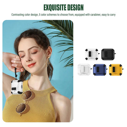 Earphone Cases For Airpods Pro 3 2 Case Airpods 4 3 2 1 Secure Lock Fundas TPU Full Protection Shell Covers With Phone Stand