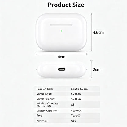 Compatible Charging Case For Airpods Pro 3，450mAh Wireless/Wired Case Type-C/Lightning, Pairing Button，Replacement Case Only