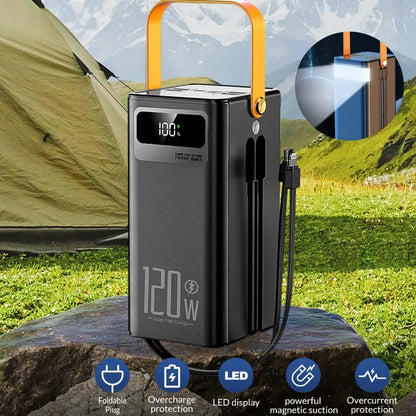 Portable PowerBank 120W160000mAH Super Fast Charger Large Capacity External Battery Supports Simultaneous Charging of 7 Devices