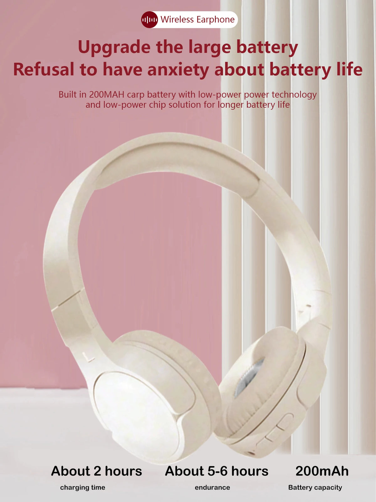 Wireless Over-Ear Headphones, Foldable Stereo, Jerry 5.3