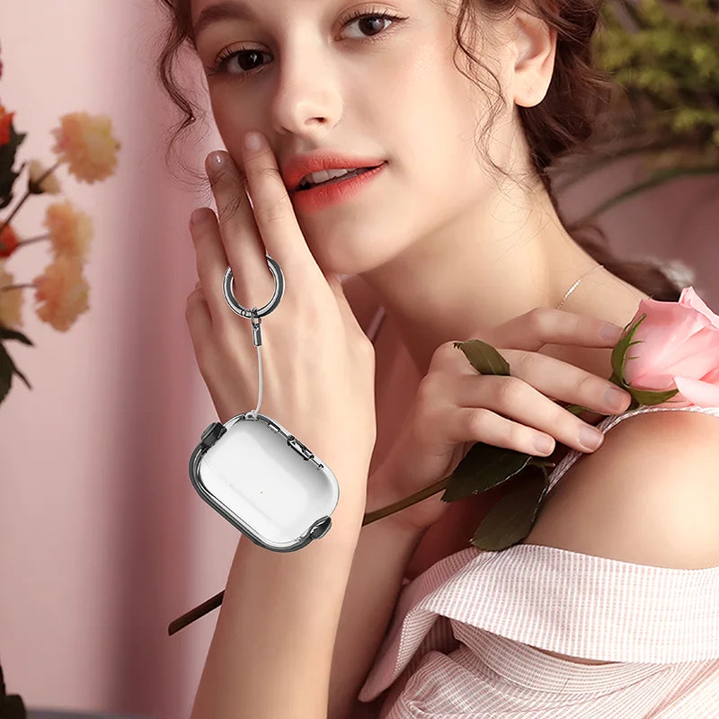 The Protective Case for AirPods Pro 3 (2025) and AirPods 4 Is Made of Soft, Transparent TPU Material and Comes with a Key Ring.