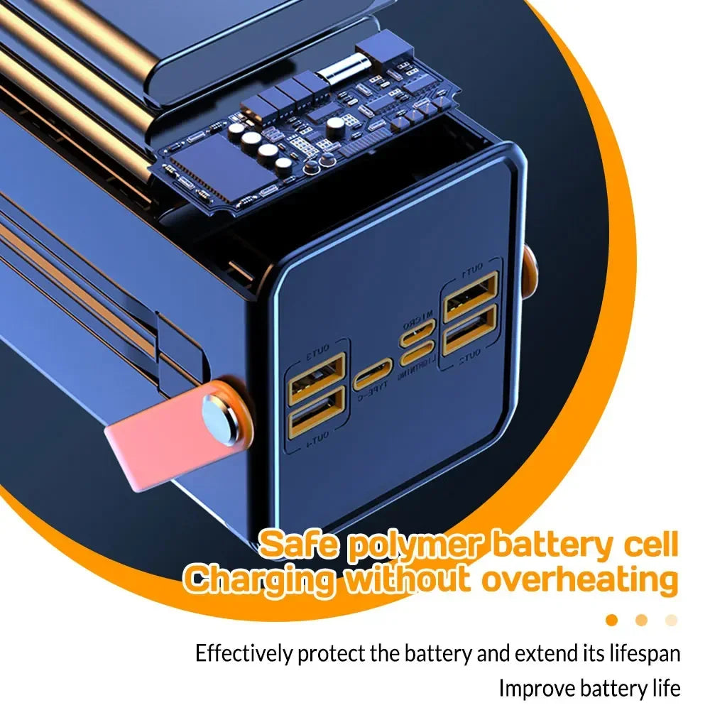 Portable PowerBank 120W160000mAH Super Fast Charger Large Capacity External Battery Supports Simultaneous Charging of 7 Devices