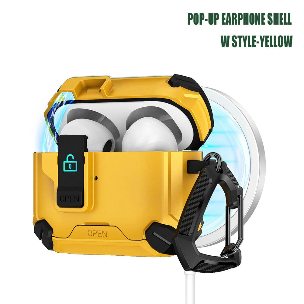Earphone Cases For Airpods Pro 3 2 Case Airpods 4 3 2 1 Secure Lock Fundas TPU Full Protection Shell Covers With Phone Stand