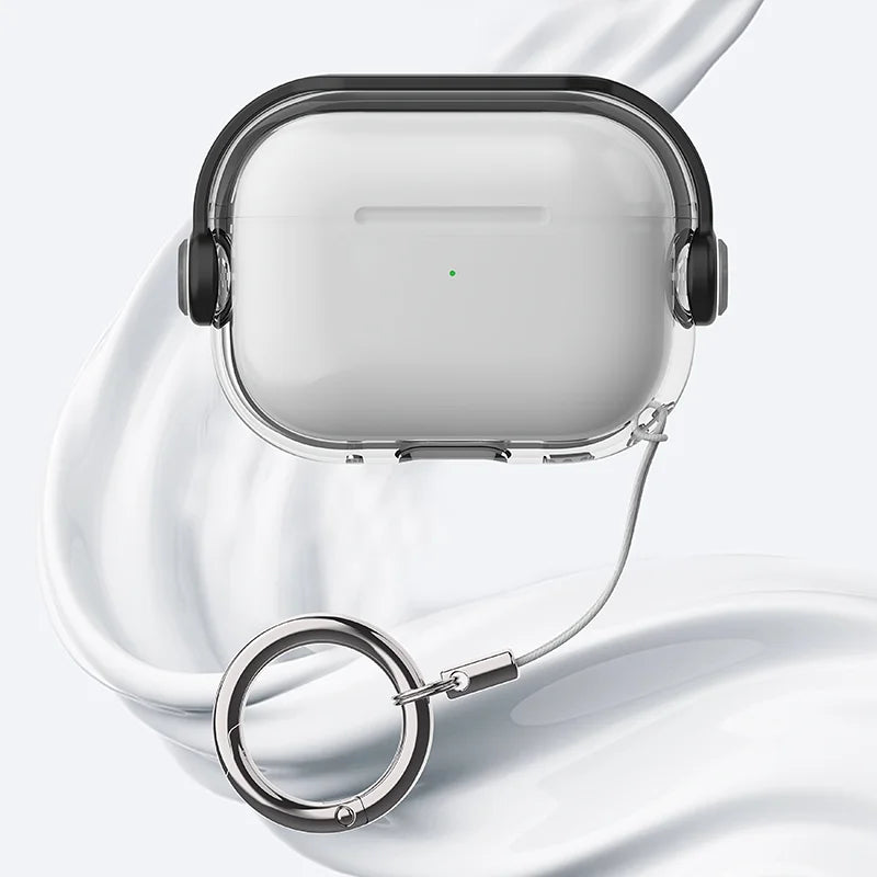 The Protective Case for AirPods Pro 3 (2025) and AirPods 4 Is Made of Soft, Transparent TPU Material and Comes with a Key Ring.