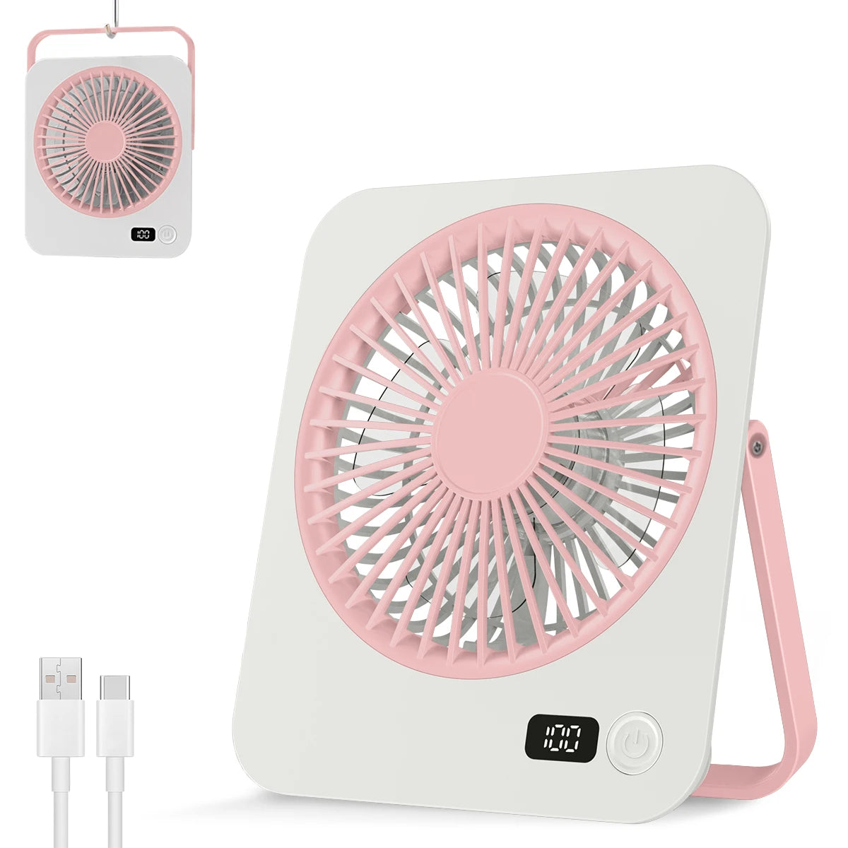 Portable Fan USB Desk Fan Fast Cooling Strong Airflow Quiet Operation Adjustable 4 Speed Wind Standing Ultra-thin Fans