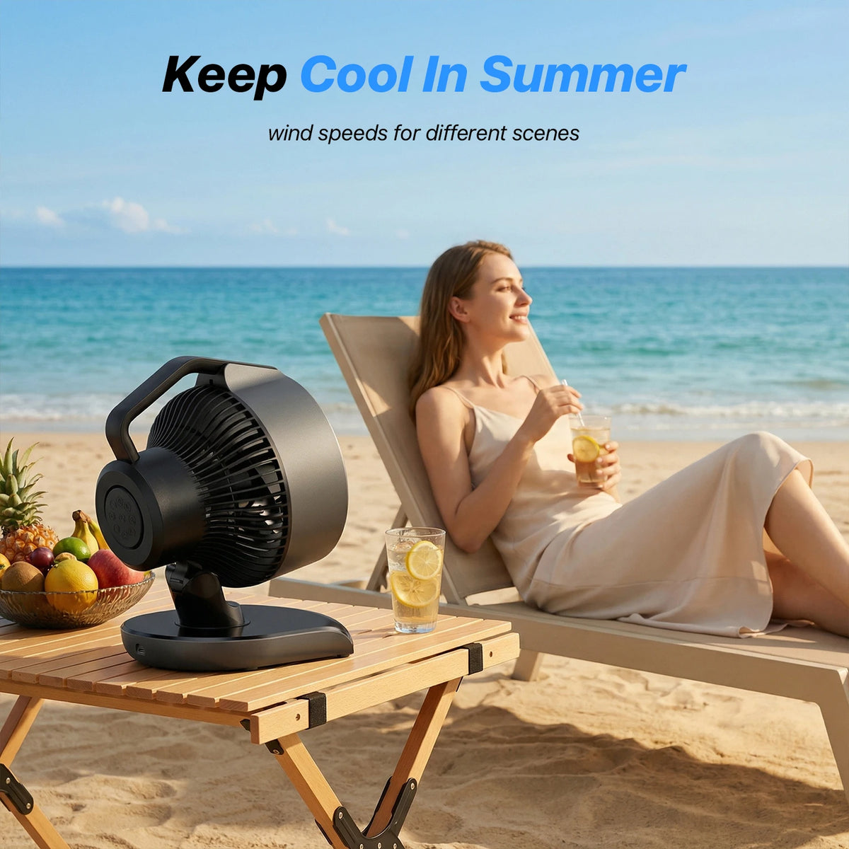 Portable Camping Fan 20000mAh Rechargeable Battery Powered Fan with LED Lantern USB-C Battery Operated Fans Ultra Quiet