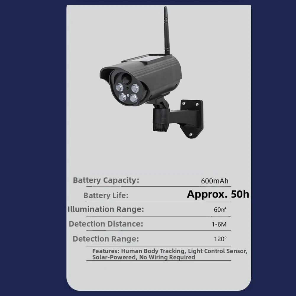 Realistic Solar Powered Dummy Security Camera with Flashing LED and Induction Rotation for Front Door Protection