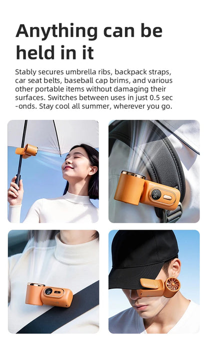 Portable Mini Fan Handheld Cooling Turbo Small Fan 5 Speed 3000mAh LED Display 180° Adjustable Clip USB Rechargeable Fans New
