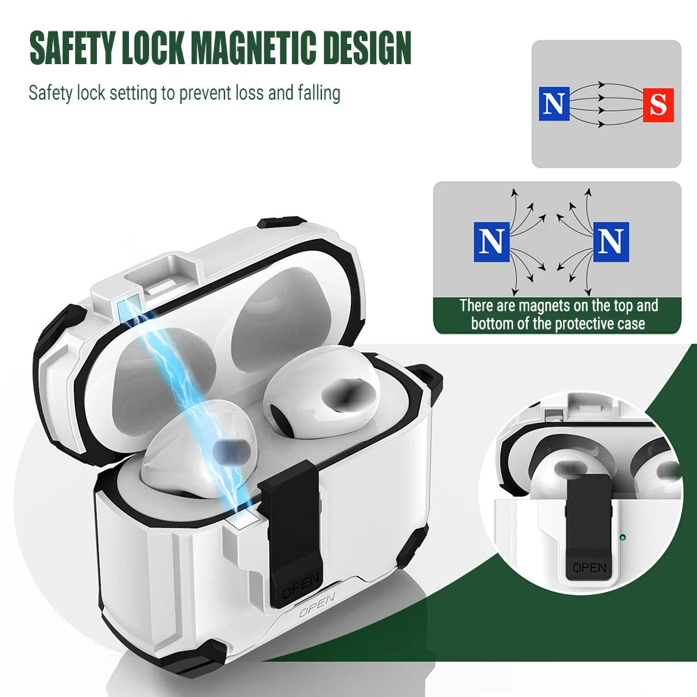 Earphone Cases For Airpods Pro 3 2 Case Airpods 4 3 2 1 Secure Lock Fundas TPU Full Protection Shell Covers With Phone Stand
